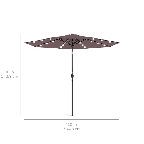 10ft Solar Polyester LED Lighted Patio Umbrella w