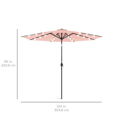 10ft Solar Polyester LED Lighted Patio Umbrella w