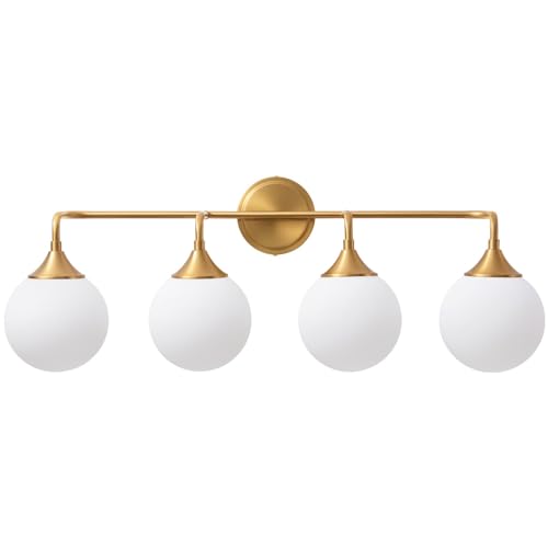 Brushed Gold Bathroom Light Fixtures Over Mirror Vanity 4