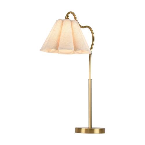 Table Lamp with Beige Pleated Linen Shade
