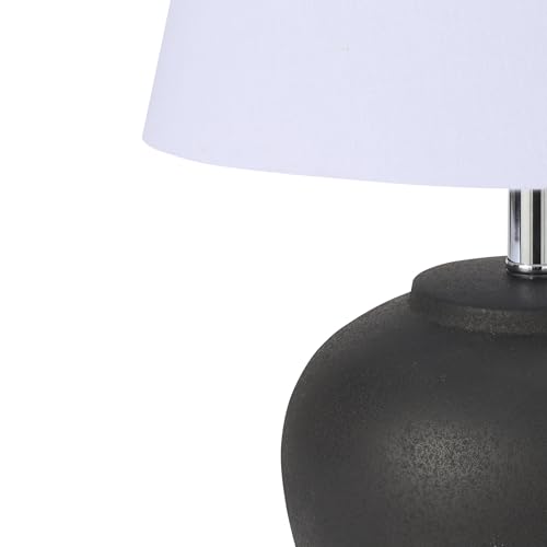Home 20" Black Matte Ceramic Table Lamp with Fabric Shade