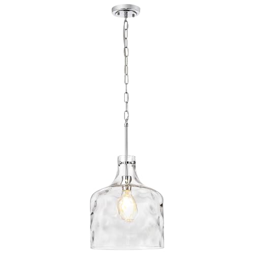 16" Farmhouse Hammered Glass Pendant Light