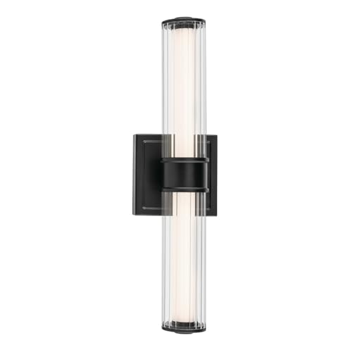 Laurene 18.5" LED Small Linear Bath Bar with Clear Fluted Glass in Black