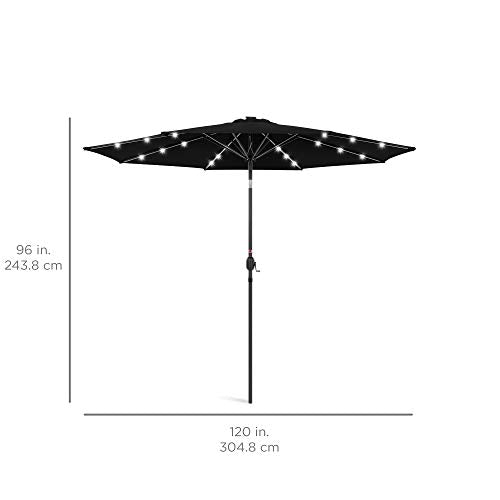 10ft Solar Polyester LED Lighted Patio Umbrella w (10 Feet)