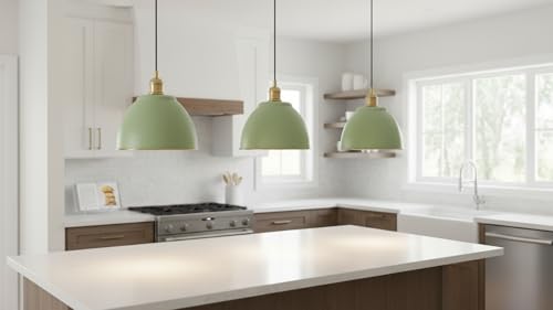 21601-51,Replacement Metal Shade for Pendant Light,Gemma Green,7-7/8"W x 5-3/4"H,Center Hole 1-5/8"
