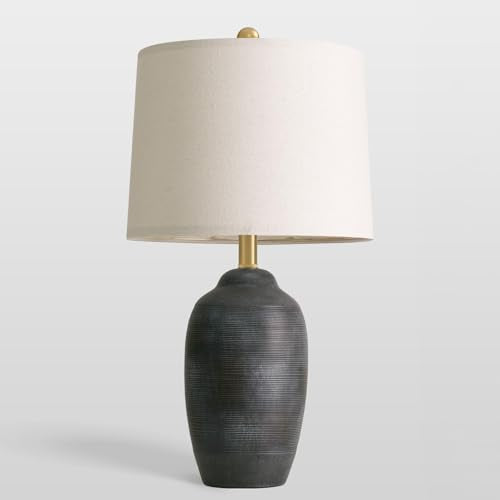 24.5" Vintage Ceramic Table Lamp for Living Room Black Single