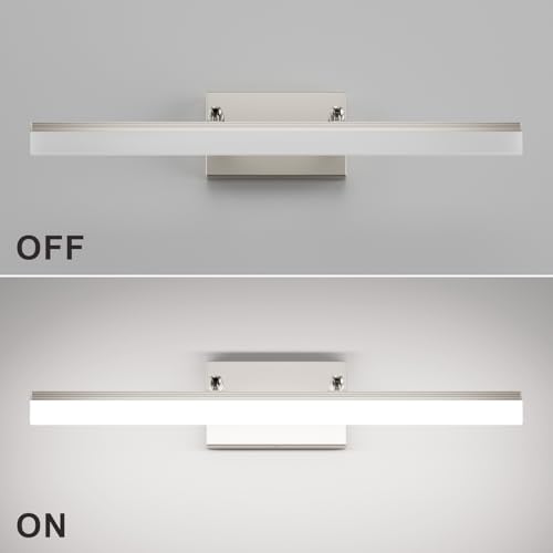 24 inch Modern Brushed Nickel Vanity Light Adjustable Bathroom Light Fixtures Over Mirror Rotatable Vanity Lighting 5500K