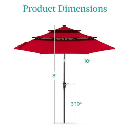 10ft 3 Tier Solar Patio Umbrella
