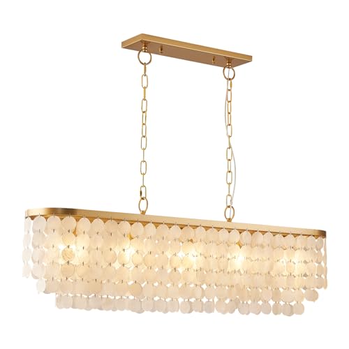 5 Light Capiz Shell Rectangular Chandelier
