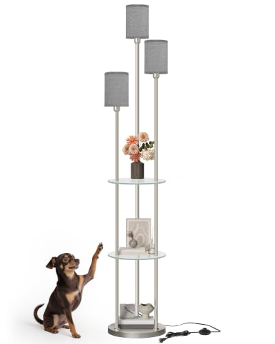 70.9" Floor Lamp with Shelves