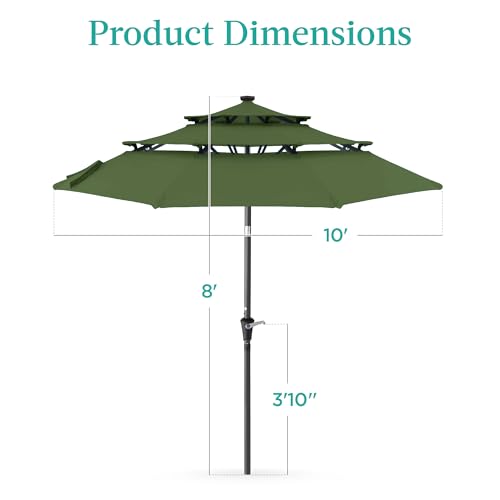 10ft 3 Tier Solar Patio Umbrella