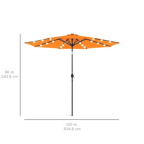 10ft Solar Polyester LED Lighted Patio Umbrella w
