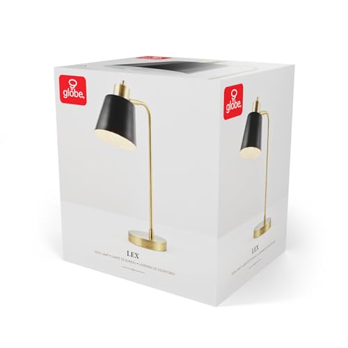 18" Matte Brass Desk Lamp with Matte Black Metal Shade