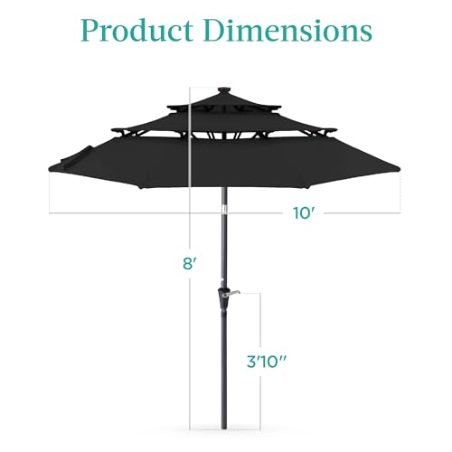 10ft 3 Tier Solar Patio Umbrella