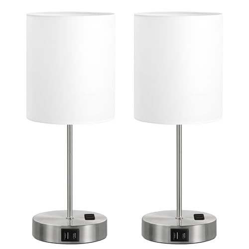 17.6" Silver Touch Lamps for Bedroom Set of 2 (2 Count)