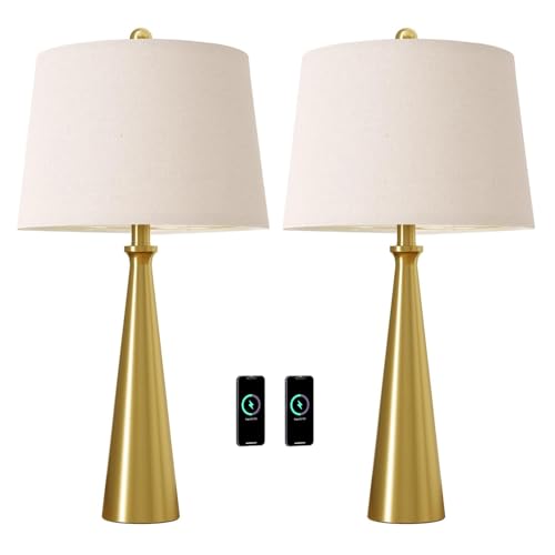 Modern Metal Table Lamp for Bedroom Set of 2