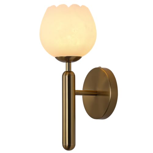 Alabaster Wall Sconces Bathroom Vanity Light Gold 12.6" 1 Pack