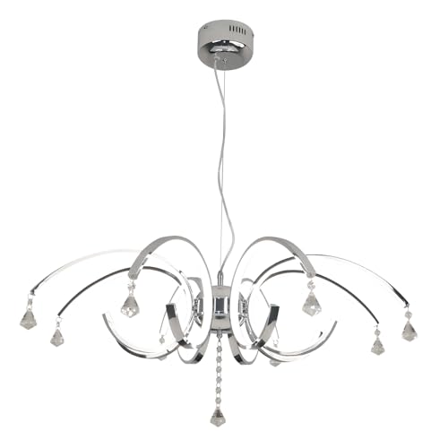 32.7" Chrome Dimmable LED Crystal Chandelier for Dining Room Deco