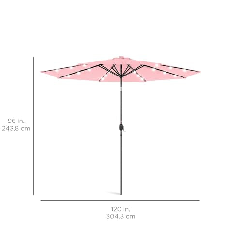 10ft Solar Polyester LED Lighted Patio Umbrella w