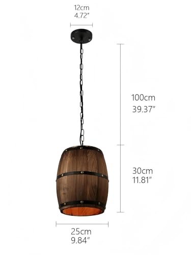 Antique Wood Wine Barrel Pendant Light