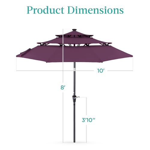 10ft 3 Tier Solar Patio Umbrella