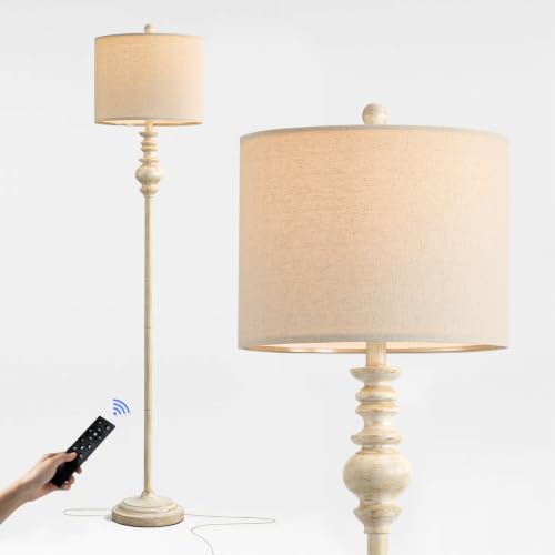 64.25" Farmhouse Floor Lamp with Remote (Warm White & Gold)