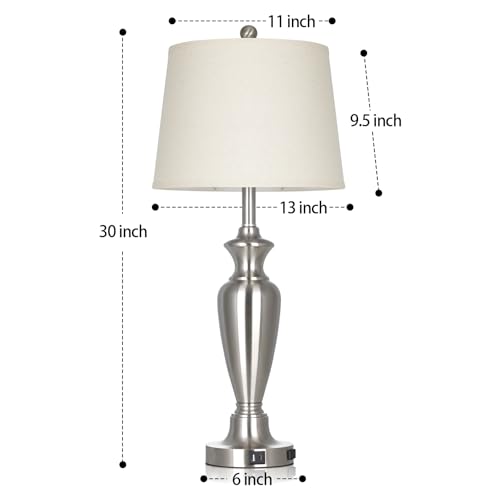 30" Tall Silver Table Lamps Set of 2 for Living Room (2 Count)