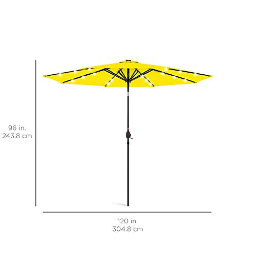 10ft Solar Polyester LED Lighted Patio Umbrella w (10 Feet)
