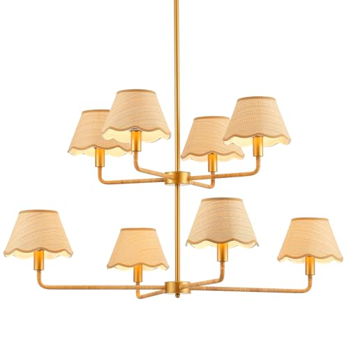 2 Layers Boho Rattan Chandelier 8