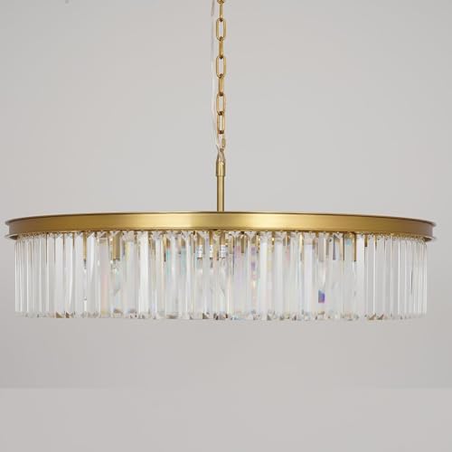 Brushed Copper Crystal Chandeliers Modern Contemporary Ceiling Lights Fixtures Pendant Lighting for Dining Room Living Room Chandelier D33.5 8 Lights