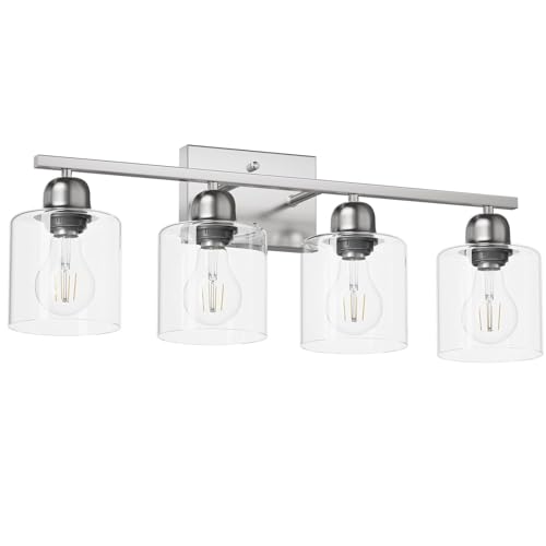 Modern Brushed Nickel 4 Light Bathroom Light Fixtures