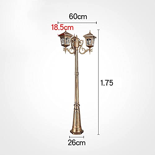1.75M 3 Heads High Pole Outdoor Post Lamp Waterproof Abollard Column Lamp Street Light Glass Lampshade Lawn Floor Lamp for Porch