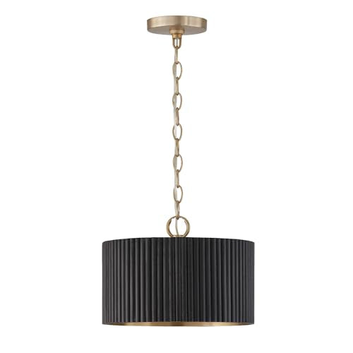 Capital Lighting 250711KR Donovan Modern Mango Wood Drum Convertible Semi Flush