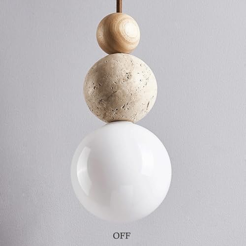 Modern Indoor Pendant Light Natural Stone Spherical Hanging Light Frosted White Glass Suspension Pendant Lamp for Bedside Restaurant Kitchen Island Aisle Bar Club Chandelier
