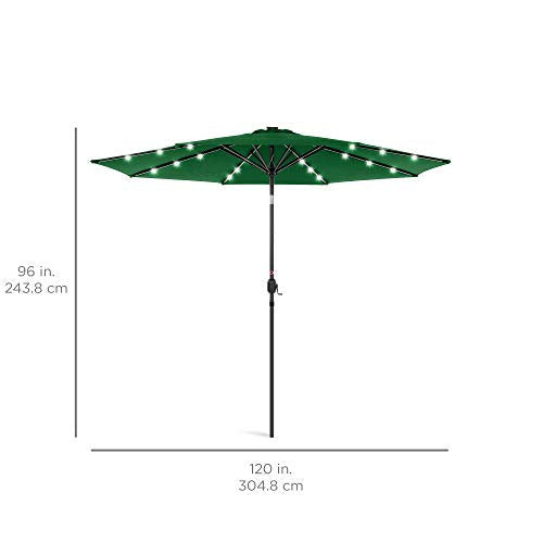 10ft Solar Polyester LED Lighted Patio Umbrella w (10 Feet)