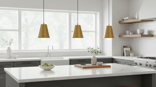 21603-31,Replacement Cone Metal Shade for Pendant Light,Burnished Brass,6"W x 6-1/2"H,Center Hole 1-5/8"