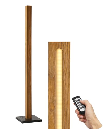 48.43" Wooden LED Corner Floor Lamp with Remote