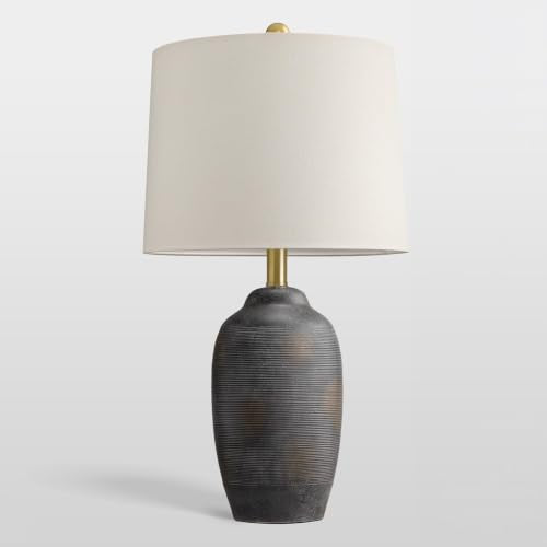 24.5" Ceramic Black Lamp for Living Room with Pre