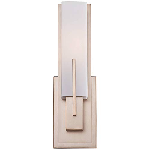 Midtown 15" High White Glass Burnished Brass Wall Sconce Light Fixture
