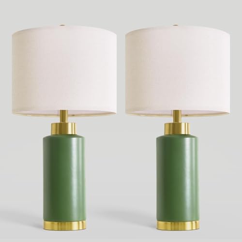 25" Green Ceramic Table Lamp Set of 2 (2 Count)