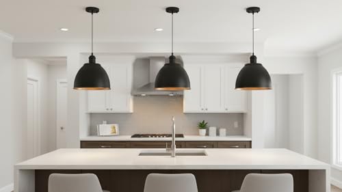 21601-11,Replacement Metal Shade for Pendant Light,Matte Black,7-7/8"W x 5-3/4"H,Center Hole 1-5/8"