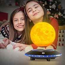 VGAzer Levitating Moon Lamp,Floating and Spinning in Air Freely 16 Colors with Gradually Changing LED Lights for Home,Office Decor,Unique Holiday Gifts,Night Light (White Moon)