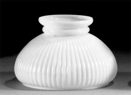 7Inch Student Shade with Ribbed Design and White over Clear Cased Glass for Vintage and Antique Style Table Lamps and Sconces