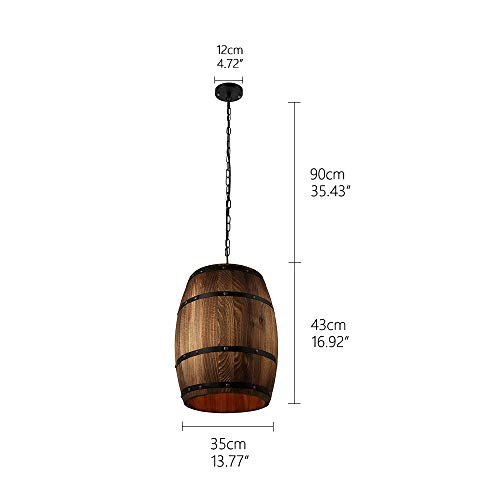 Antique Wood Wine Barrel Pendant Light