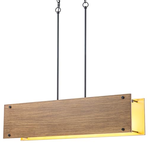 35.4" Farmhouse Wood Texture Chandeliers 4