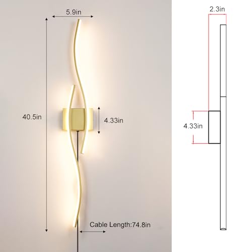 Modern Gold Plug in Wall Sconces Set of Two (2 Count)