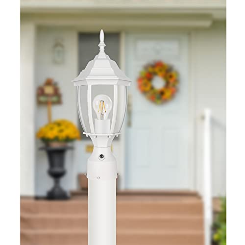 Dusk to Dawn White Outdoor Post Light with Pier Mount Base