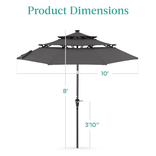 10ft 3 Tier Solar Patio Umbrella