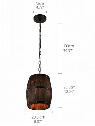 Antique Wood Wine Barrel Pendant Light