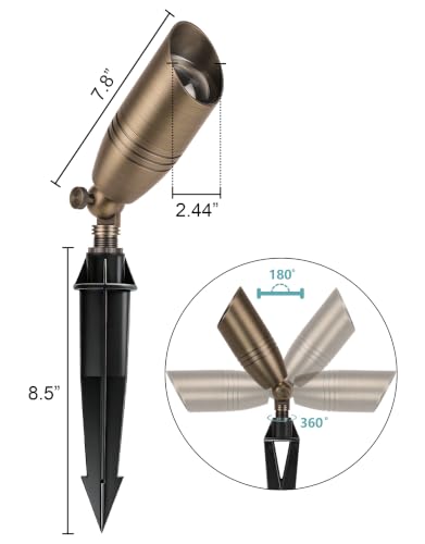 Solid Brass Outdoor Landscape Spotlights with 5W 2700K MR16 Bulb (6 PACK)